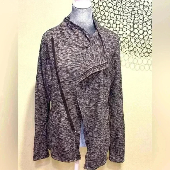 Bass & Co - Asymmetrical zip gray light cotton/polyester jacket with pockets - Picture 1 of 7